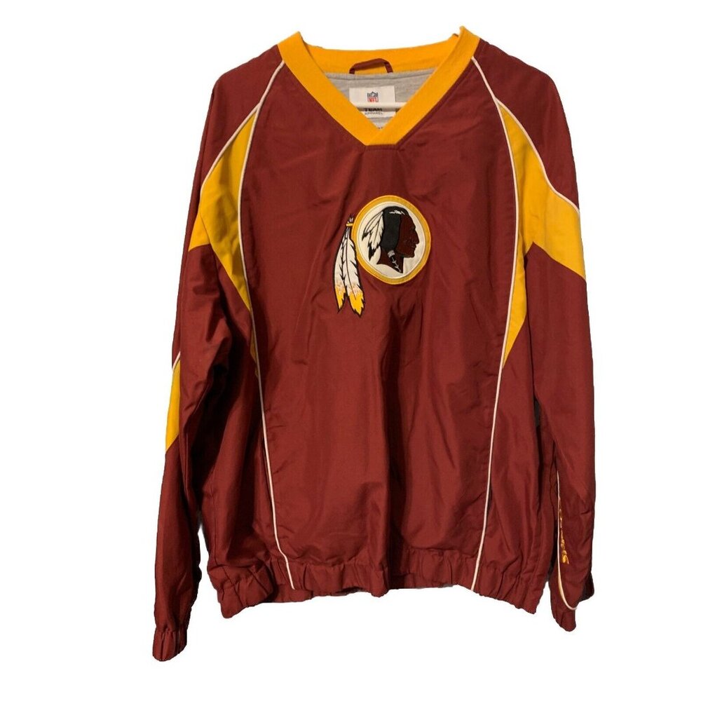 NFL 2009 Redskins Large Football Pullover REEBOK Jacket OLD INDIAN LOGO v Neck